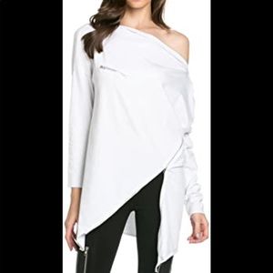 TOV pleated adjustable zipper blouse